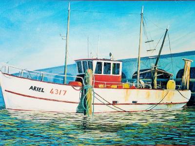 "Ariel" - Inner Harbour Napier - Painting by Graham Stichbury, an artist from Hawke's Bay, New Zealand.