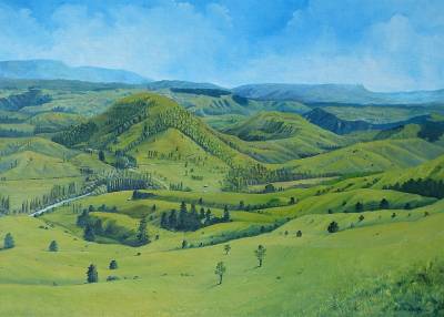 "Esk Valley" - Looking towards Titiokura Saddle. - Painting by Graham Stichbury, an artist from Hawke's Bay, New Zealand.